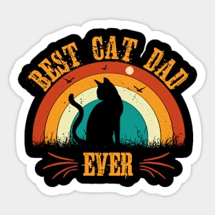 Retro BEST Cat DAD Ever Sticker